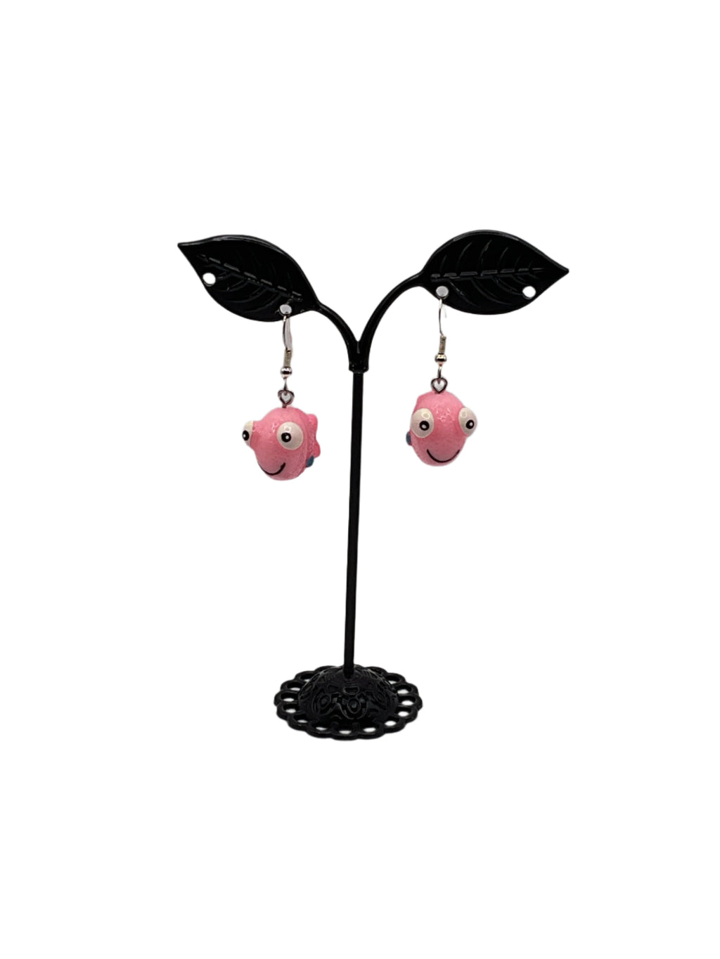 3-D Pink Fish Earrings