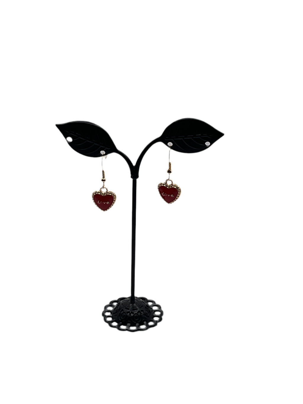 red love heart earrings