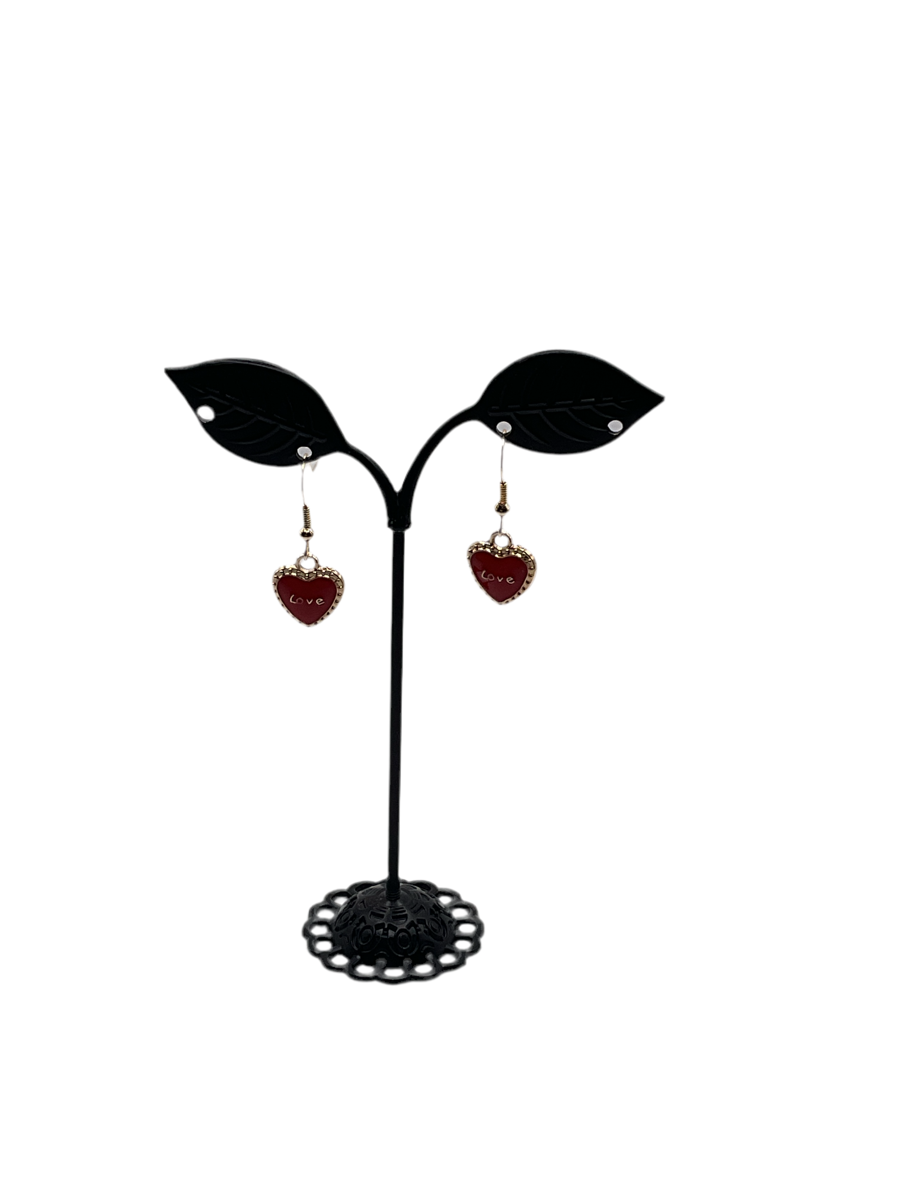 red love heart earrings