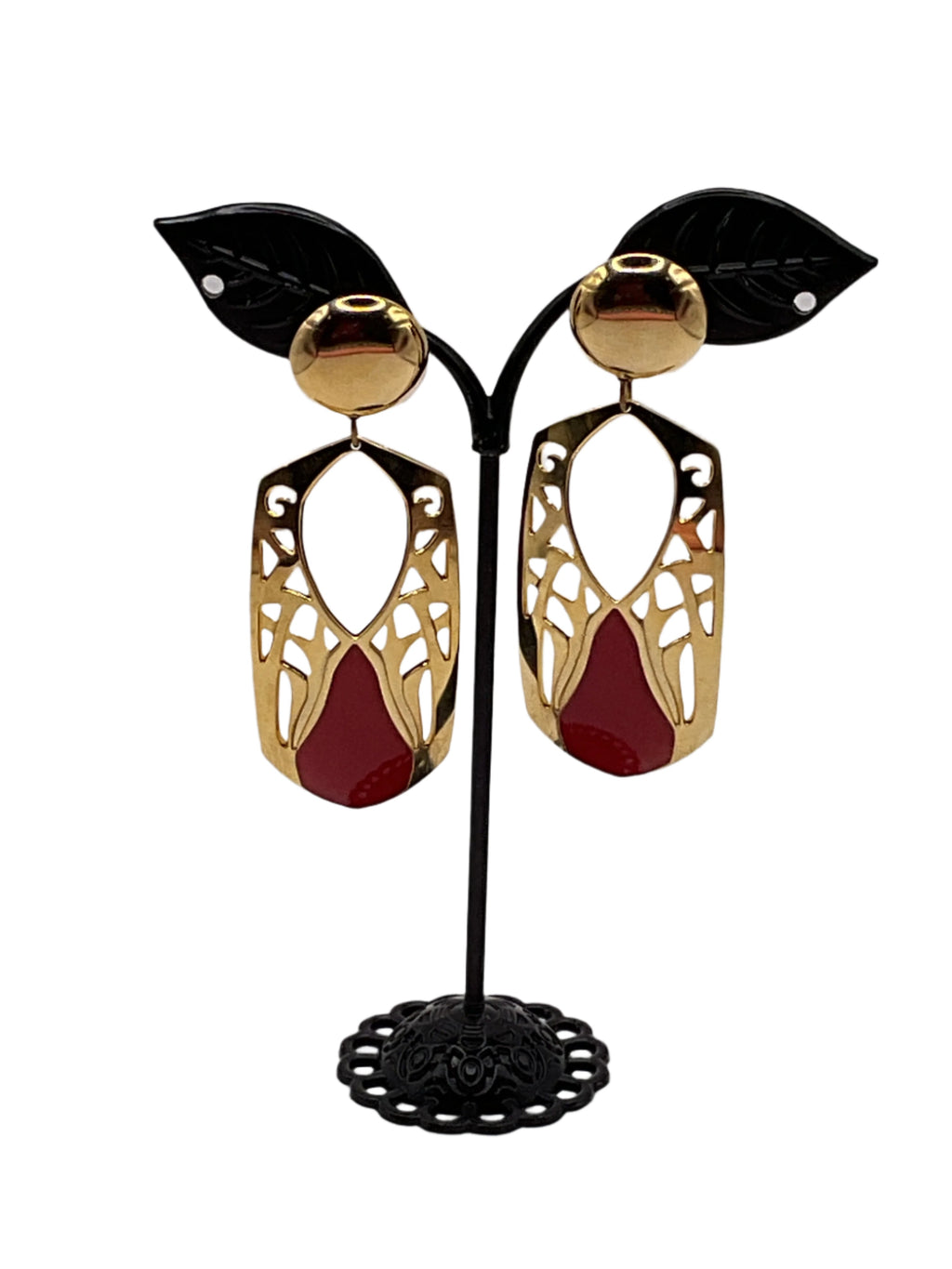 Gold and Red Earrings