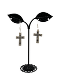 White cross earrings
