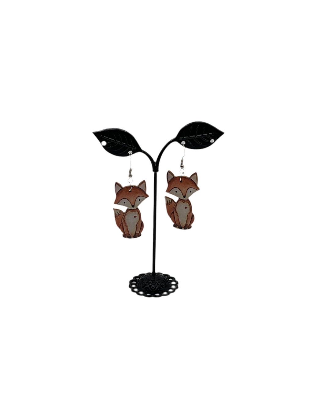 Wooden Fox Earrings