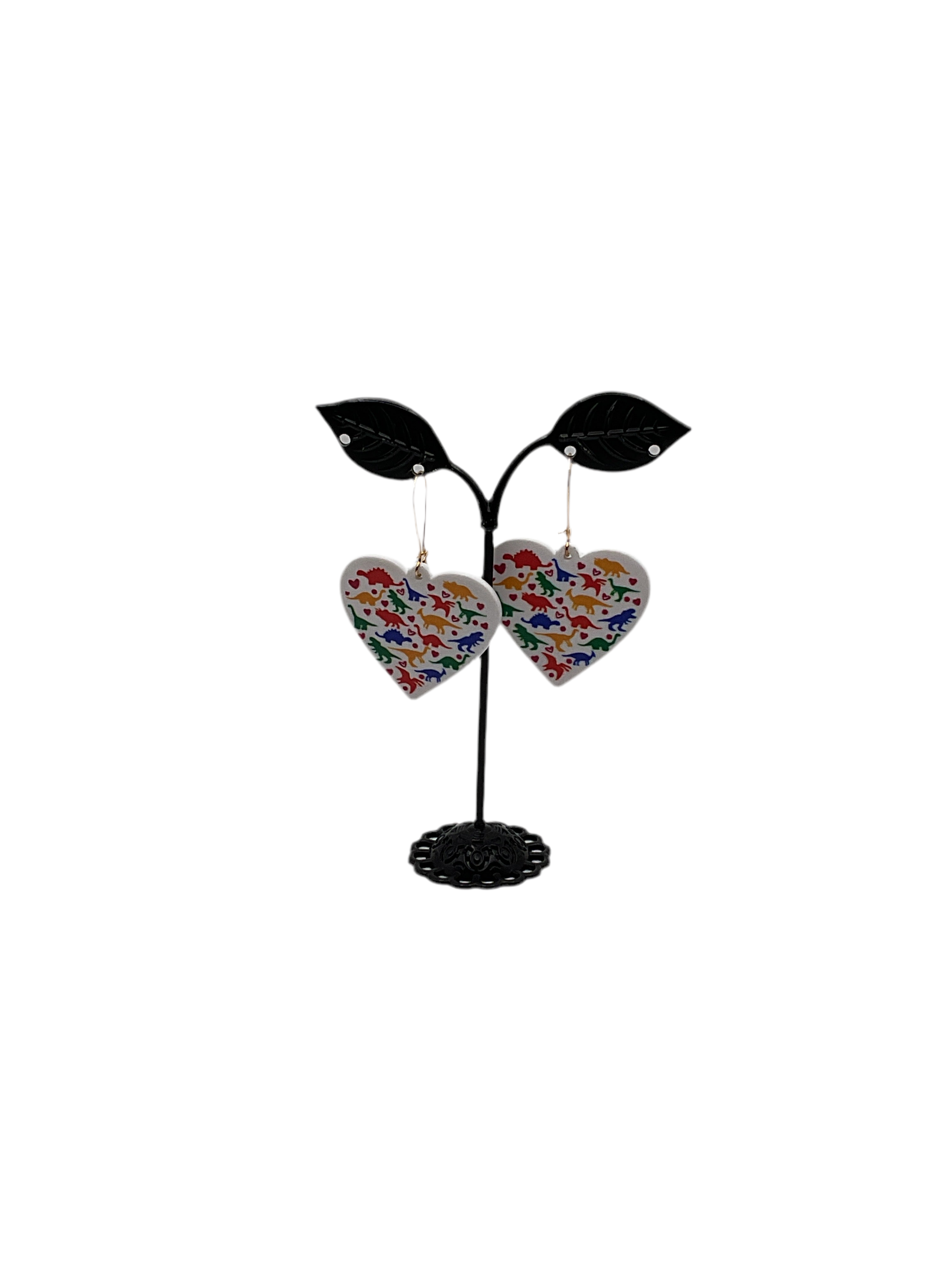 Dinosaur heart earrings