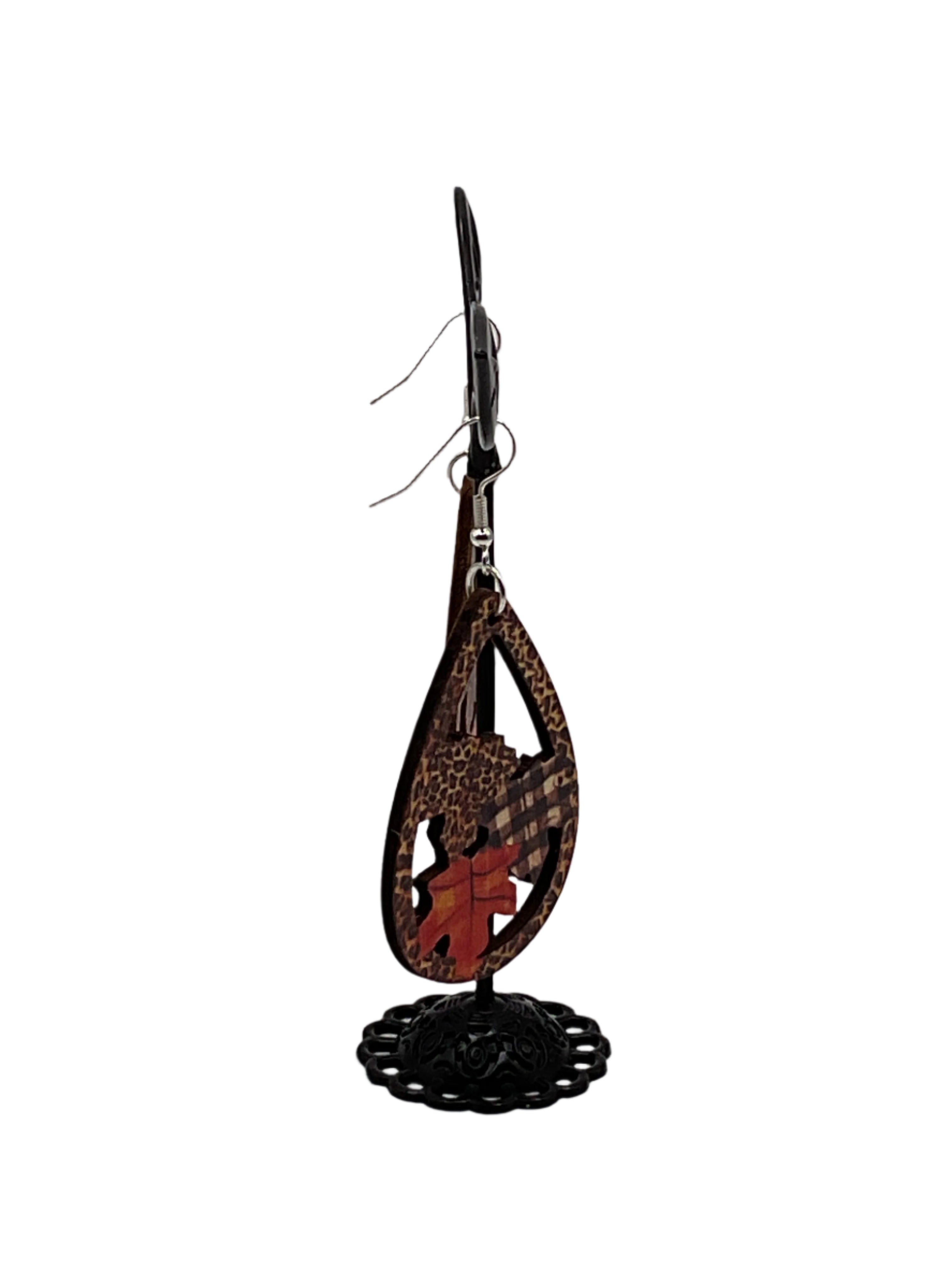 Wooden Fall Leaf Earrings