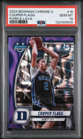 Graded 2024 Topps Bowman Chrome U Cooper Flagg #16 Purple Lava Rookie RC Basketball Card PSA 10 Gem Mint