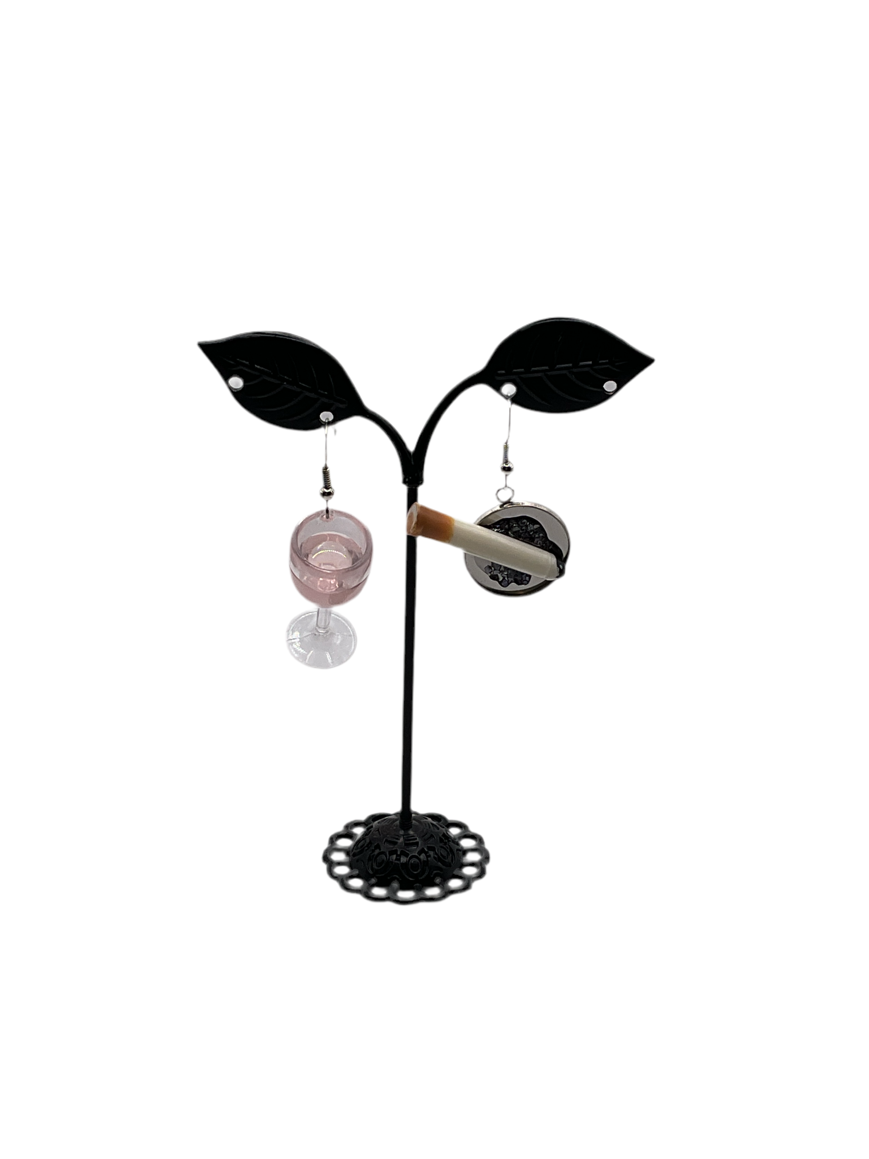 Cigarette and Wine Earrings 1