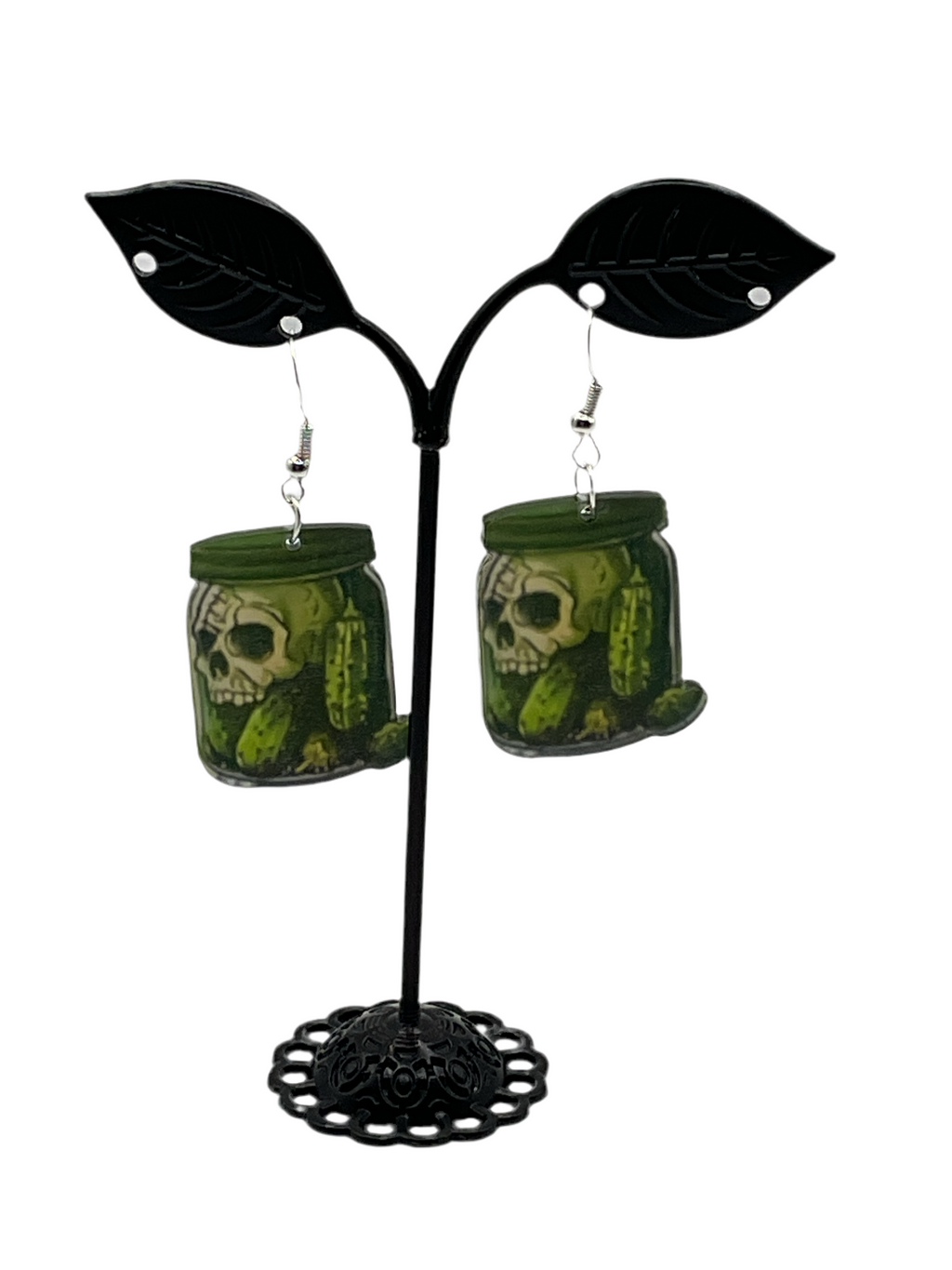 Pickle skull earrings