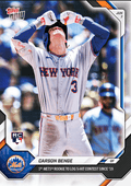 2026 Topps Now Carson Benge #301 1st Mets Rookie to Log 5 Hit Contest Since '19 New York Mets Rookie RC Baseball Card