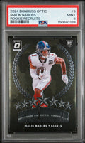 Graded 2024 Donruss Optic Malik Nabers #3 Rookie Recruits Rookie RC Football Card PSA 9 Mint