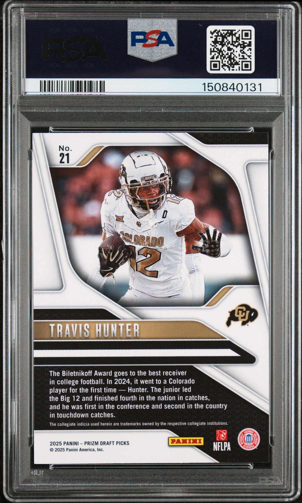 Graded 2025 Panini Prizm Draft Picks Travis Hunter #21 Rookie RC Football Card PSA 10 Gem Mint