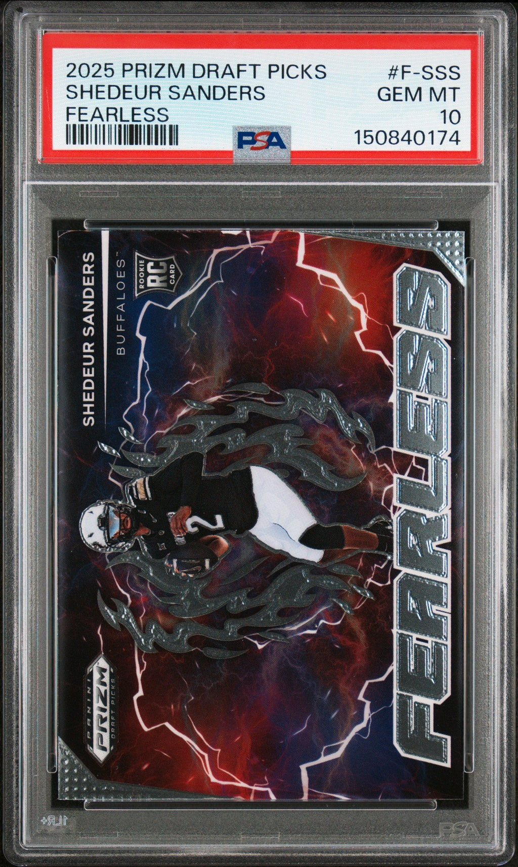 Graded 2025 Panini Prizm Draft Picks Shedeur Sanders #FSSS Fearless Rookie RC Football Card PSA 10 Gem Mint