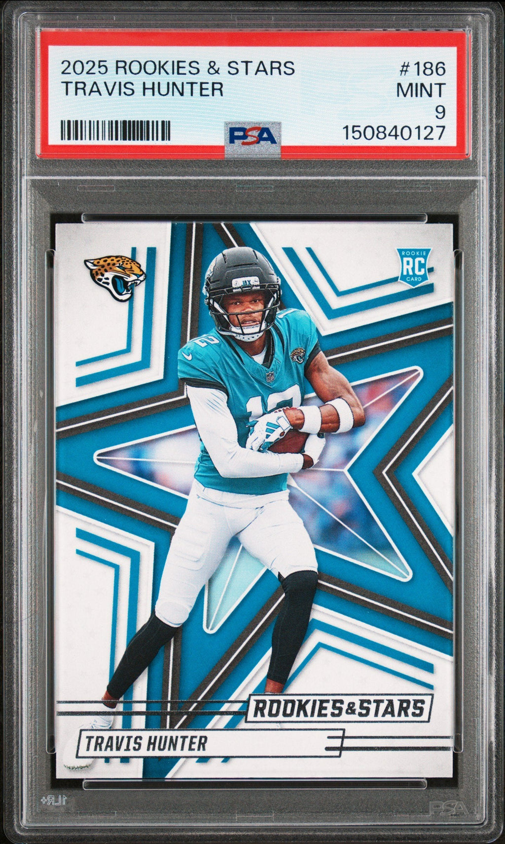 Graded 2025 Panini Rookies & Stars Travis Hunter #186 Rookie RC Football Card PSA 9 Mint