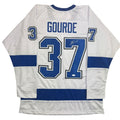 Autographed/Signed Yanni Gourde Tampa Bay White Hockey Jersey JSA COA