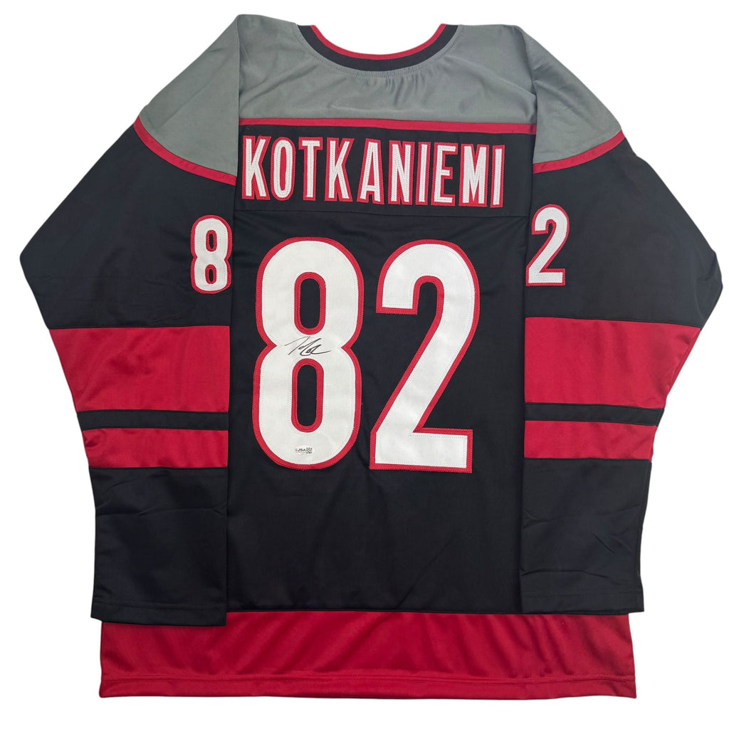 Autographed/Signed Jesperi Kotkaniemi Carolina Black Hockey Jersey Beckett BAS COA