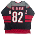 Autographed/Signed Jesperi Kotkaniemi Carolina Black Hockey Jersey Beckett BAS COA
