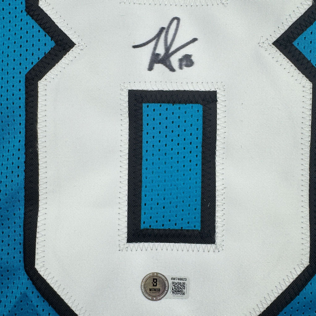 Autographed/Signed Jalen Coker Carolina Blue Football Jersey Beckett BAS COA