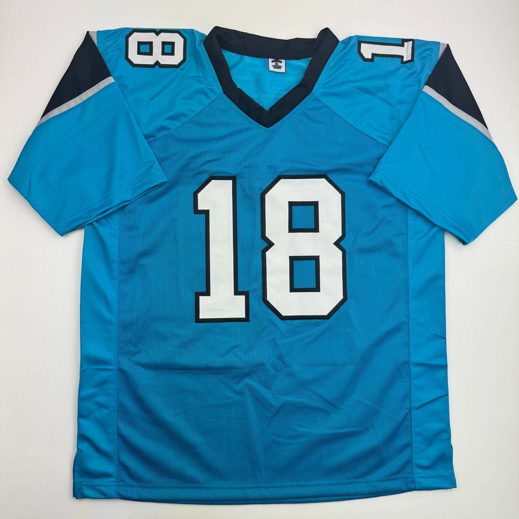 Autographed/Signed Jalen Coker Carolina Blue Football Jersey Beckett BAS COA