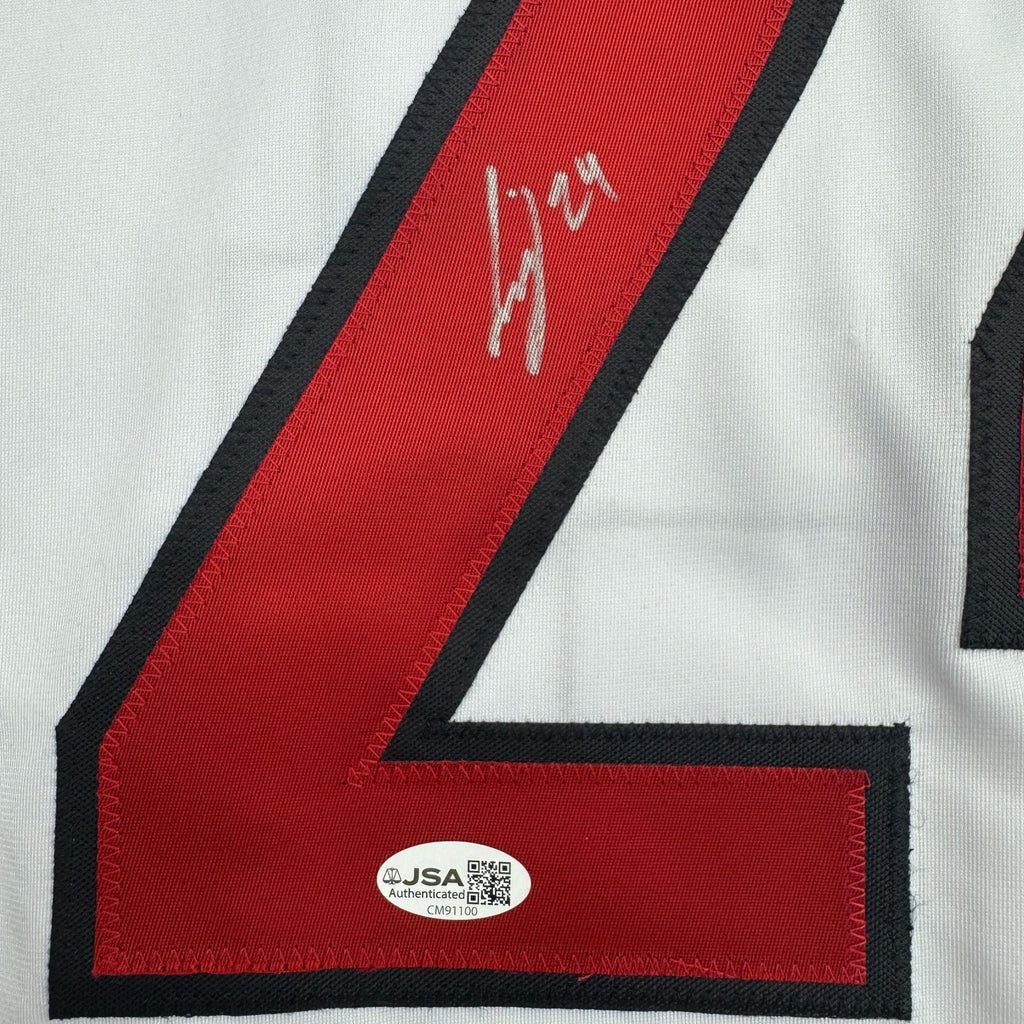 Autographed/Signed Seth Jarvis Carolina White Hockey Jersey JSA COA