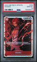 Graded 2024 One Piece Shanks #004 OP09 Trading Card Game PSA 10 Gem Mint