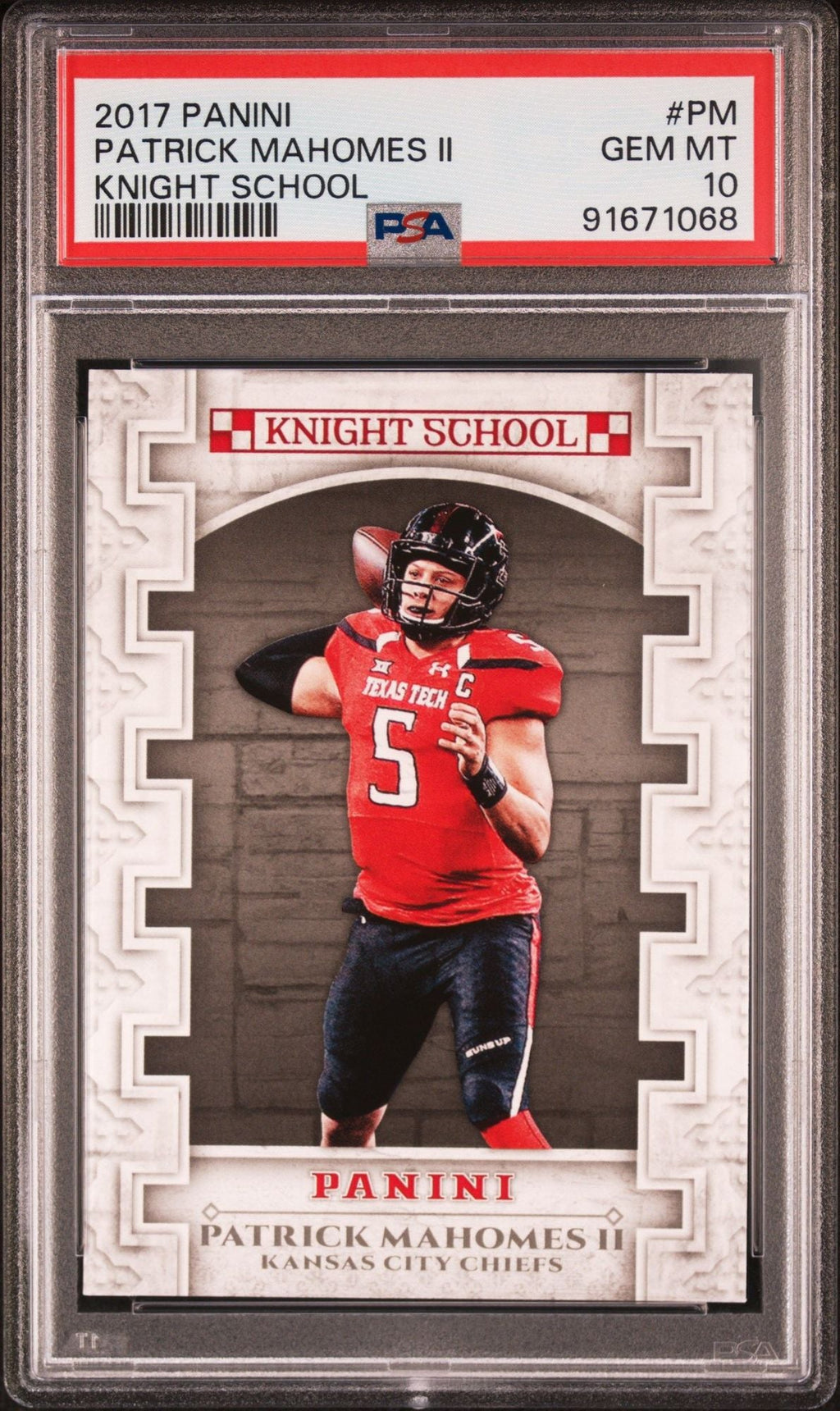 Graded 2017 Panini Patrick Mahomes #PM Knight School Rookie RC Football Card PSA 10 Gem Mint