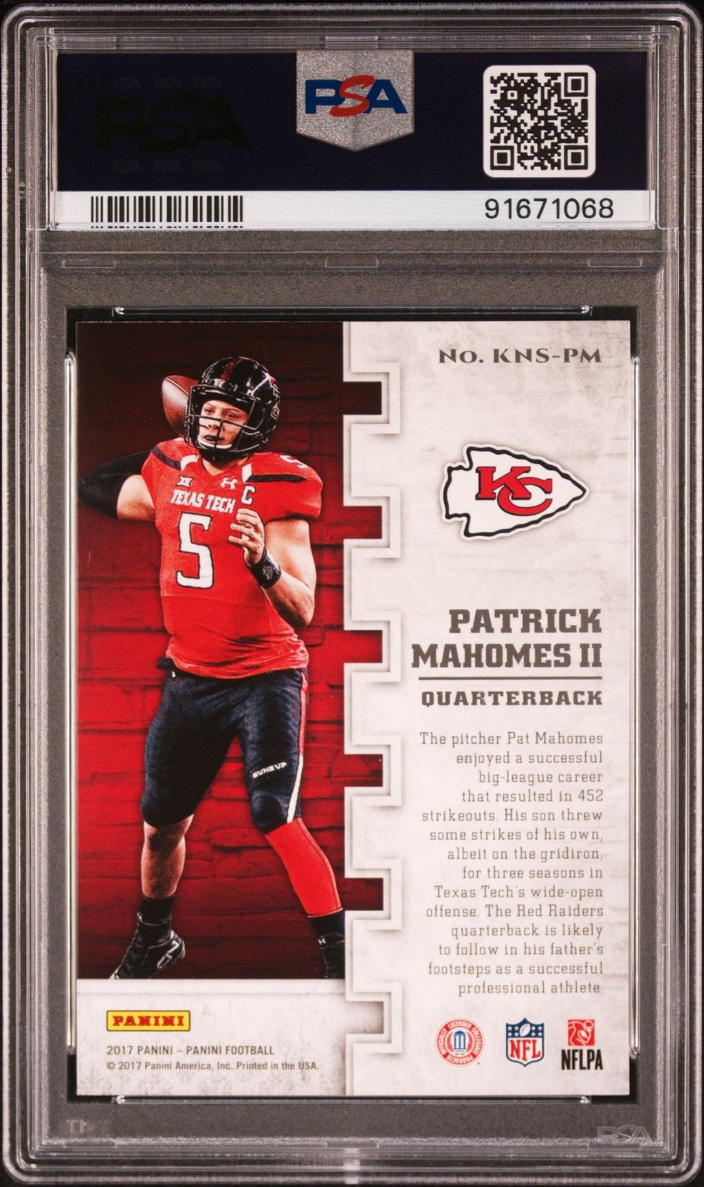 Graded 2017 Panini Patrick Mahomes #PM Knight School Rookie RC Football Card PSA 10 Gem Mint
