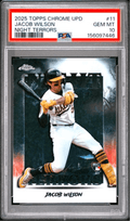 Graded 2025 Topps Chrome Update Jacob Wilson #11 Night Terrors Rookie RC Baseball Card PSA 10 Gem Mint