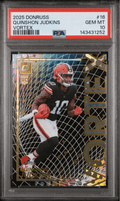 Graded 2025 Panini Donruss Quinshon Judkins #16 Vortex Rookie RC Football Card PSA 10 Gem Mint