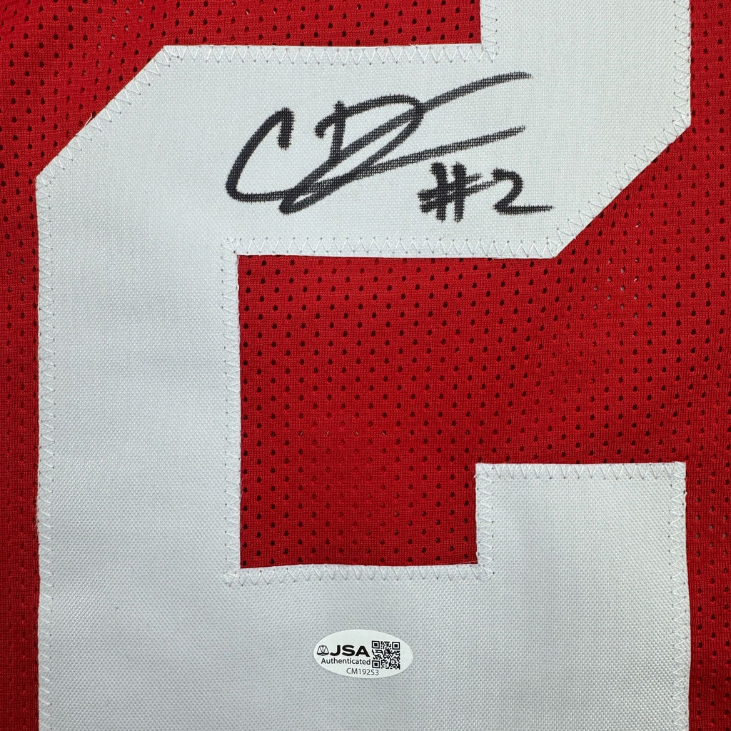 Autographed/Signed Caleb Downs Ohio State Red College Football Jersey JSA COA