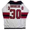 Autographed/Signed Martin Brodeur New Jersey NJ White Hockey Jersey Beckett BAS COA