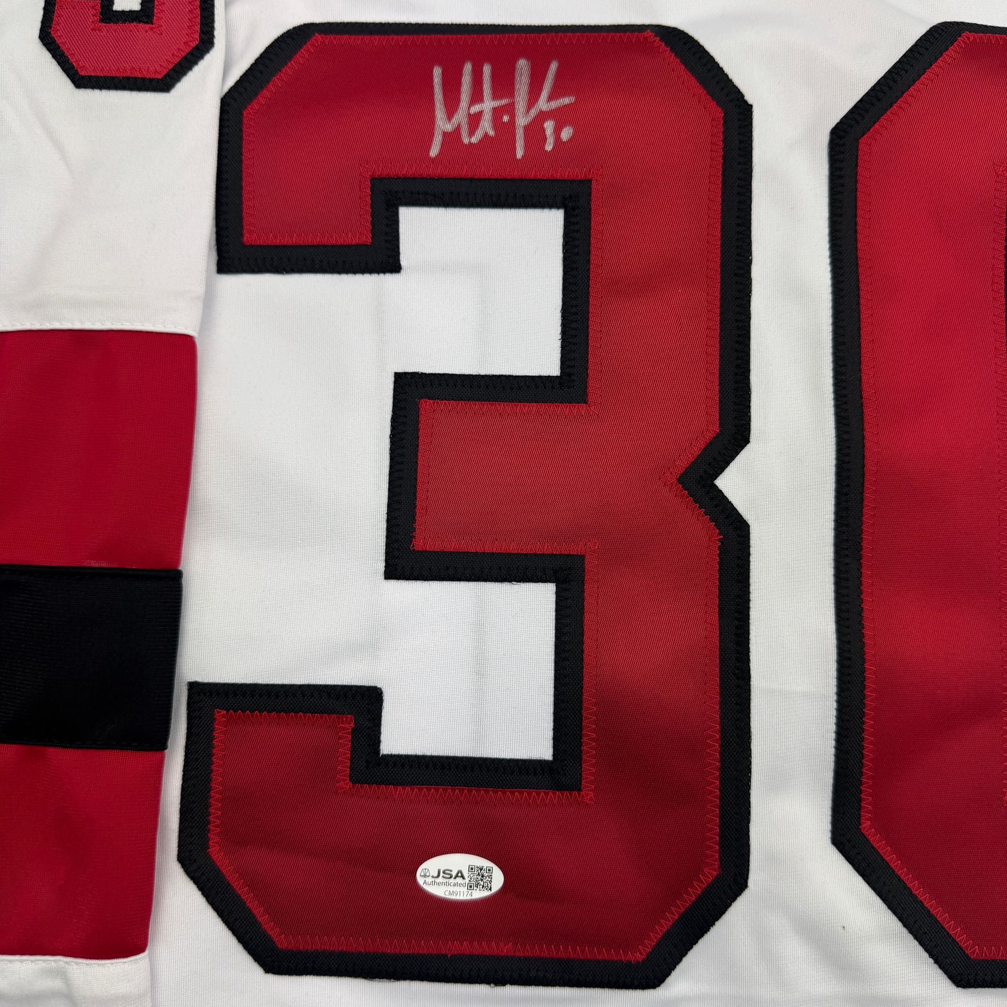 Autographed/Signed Martin Brodeur New Jersey NJ White Hockey Jersey Beckett BAS COA
