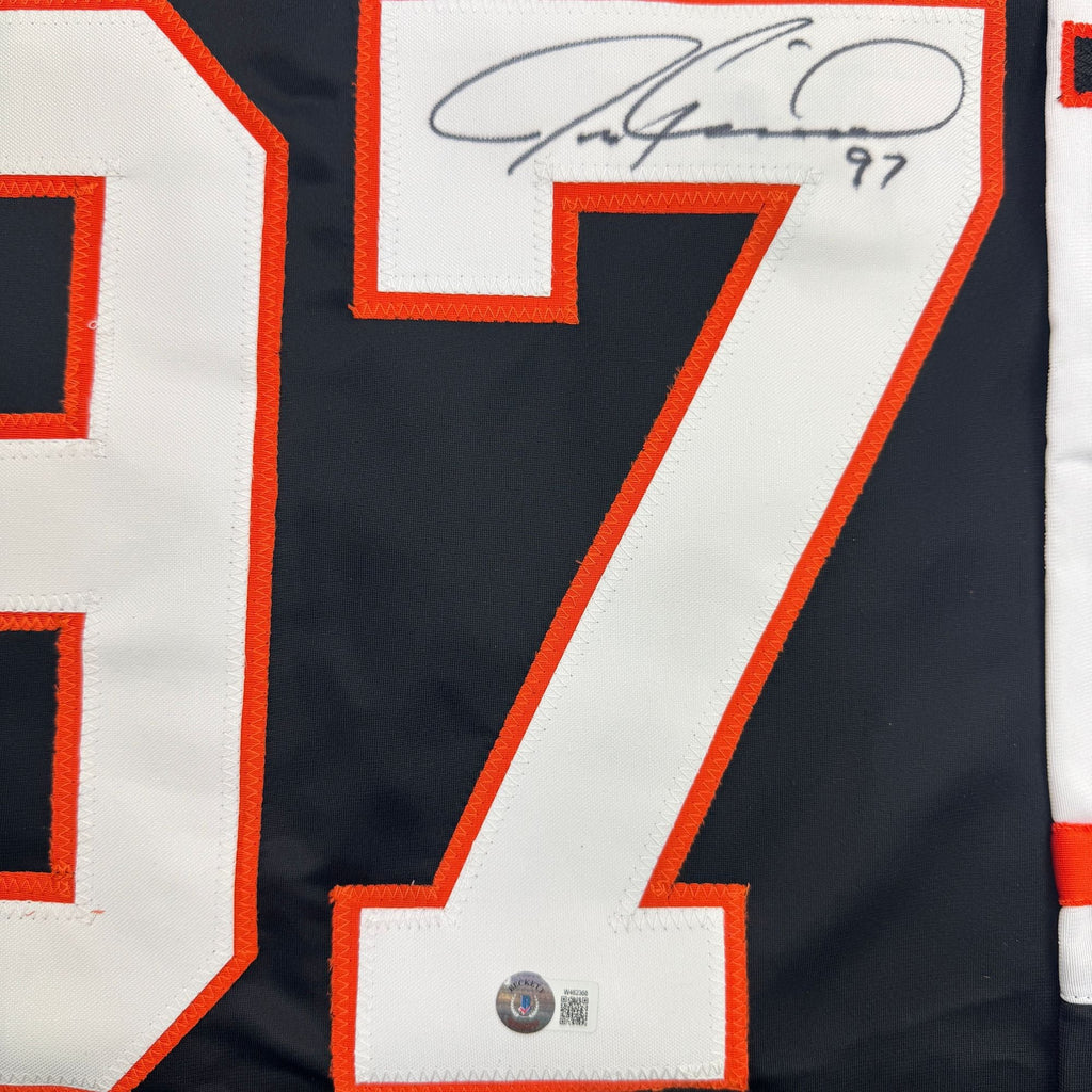 Autographed/Signed Jeremy Roenick Philadelphia Black Hockey Jersey Beckett BAS COA