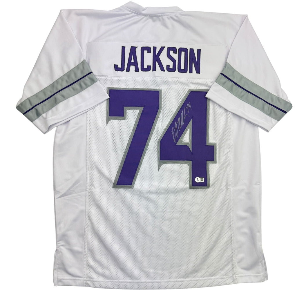 Autographed/Signed Donovan Jackson Minnesota White Alternate Football Jersey Beckett BAS COA