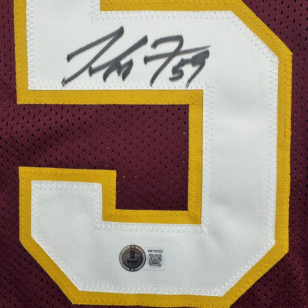 Autographed/Signed London Fletcher Washington Maroon Football Jersey Beckett BAS COA