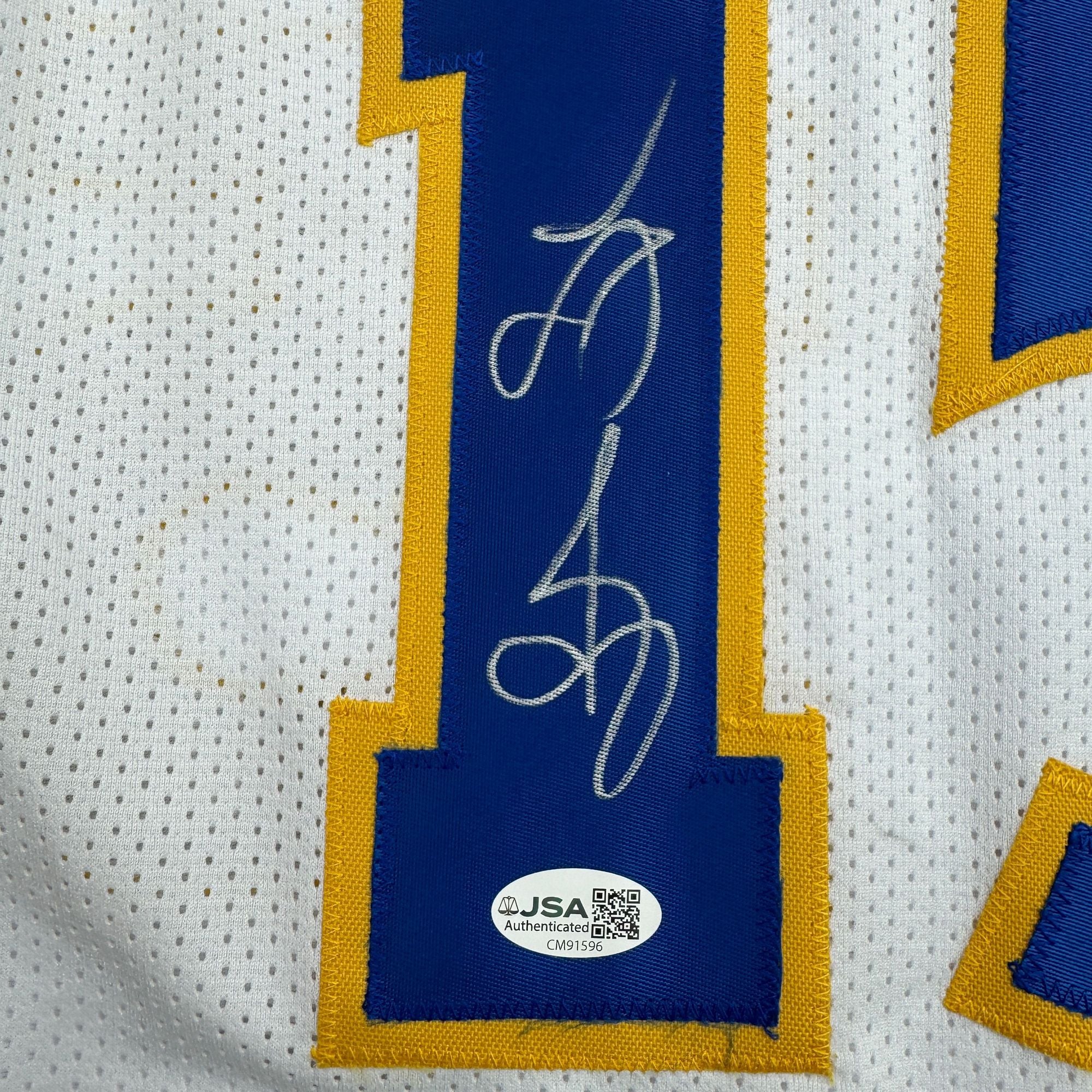 Autographed/Signed Latrell Sprewell Golden State White Retro Basketball Jersey JSA COA