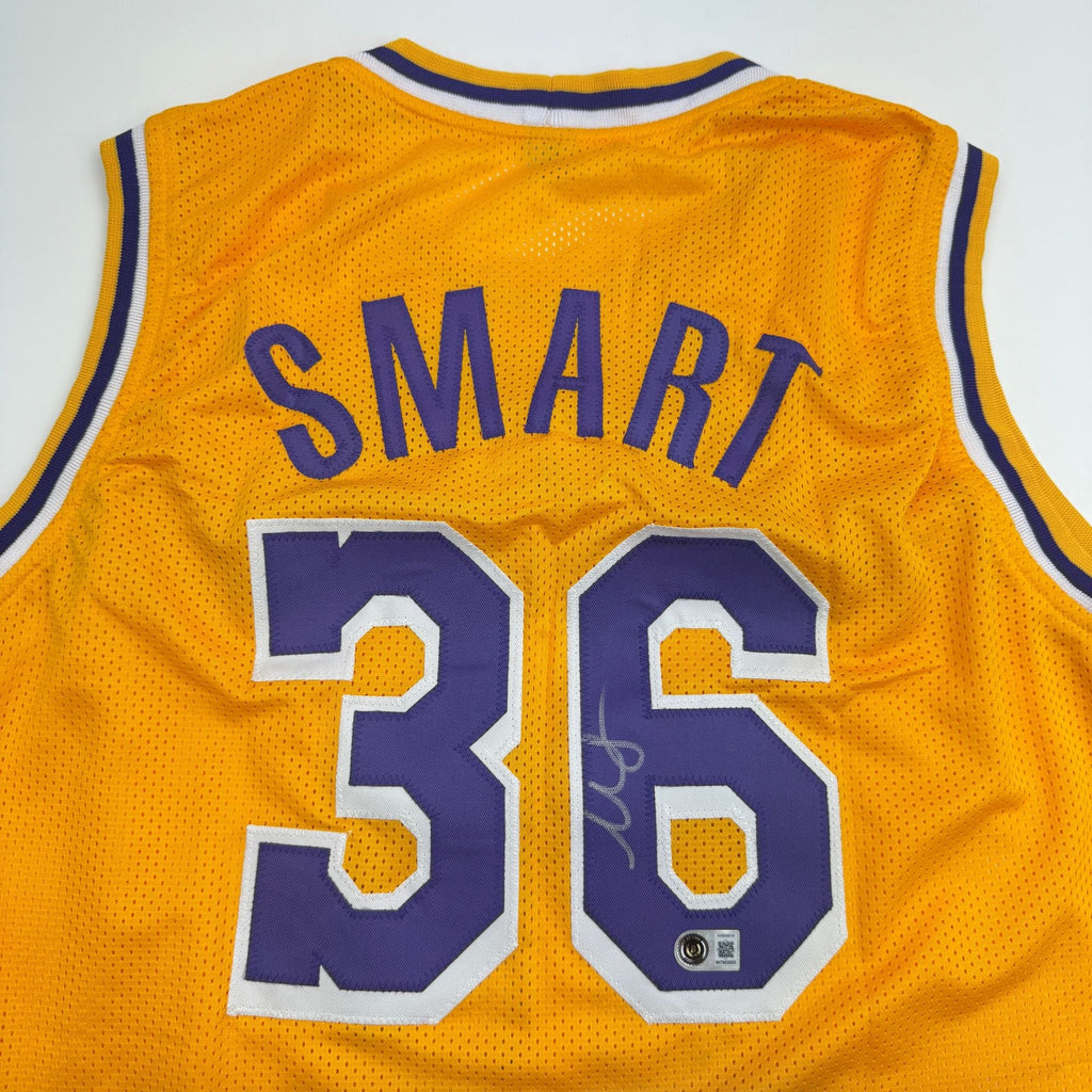 Autographed/Signed Marcus Smart Los Angeles Yellow Basketball Jersey Beckett BAS COA