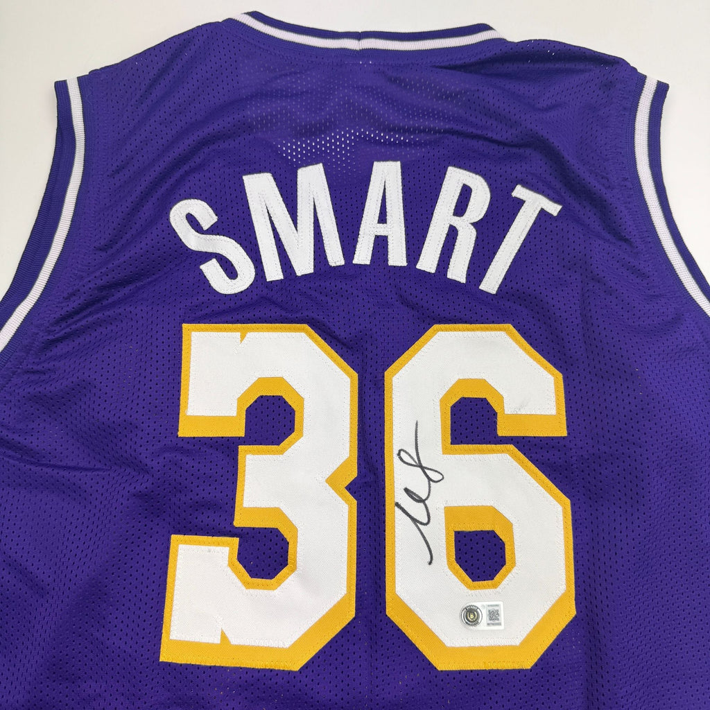 Autographed/Signed Marcus Smart Los Angeles Purple Basketball Jersey Beckett BAS COA