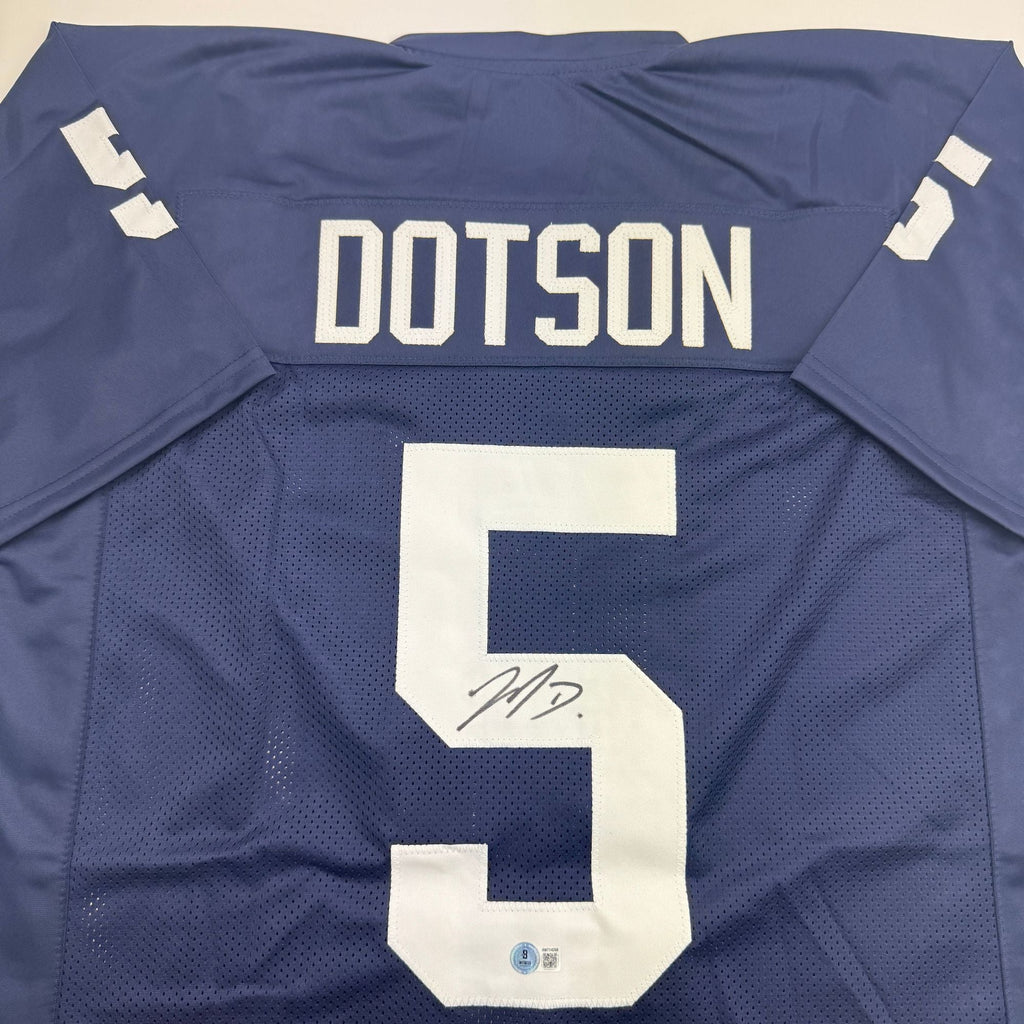 Autographed/Signed Jahan Dotson Penn State Blue College Football Jersey Beckett BAS COA