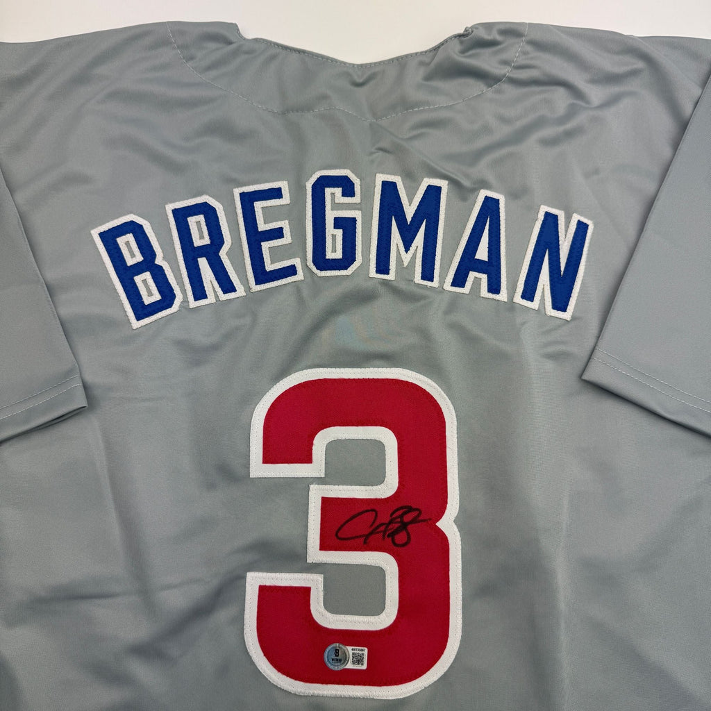 Autographed/Signed Alex Bregman Chicago Grey Baseball Jersey Beckett BAS COA