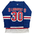 Autographed/Signed Henrik Lundqvist New York Blue Hockey Jersey JSA COA