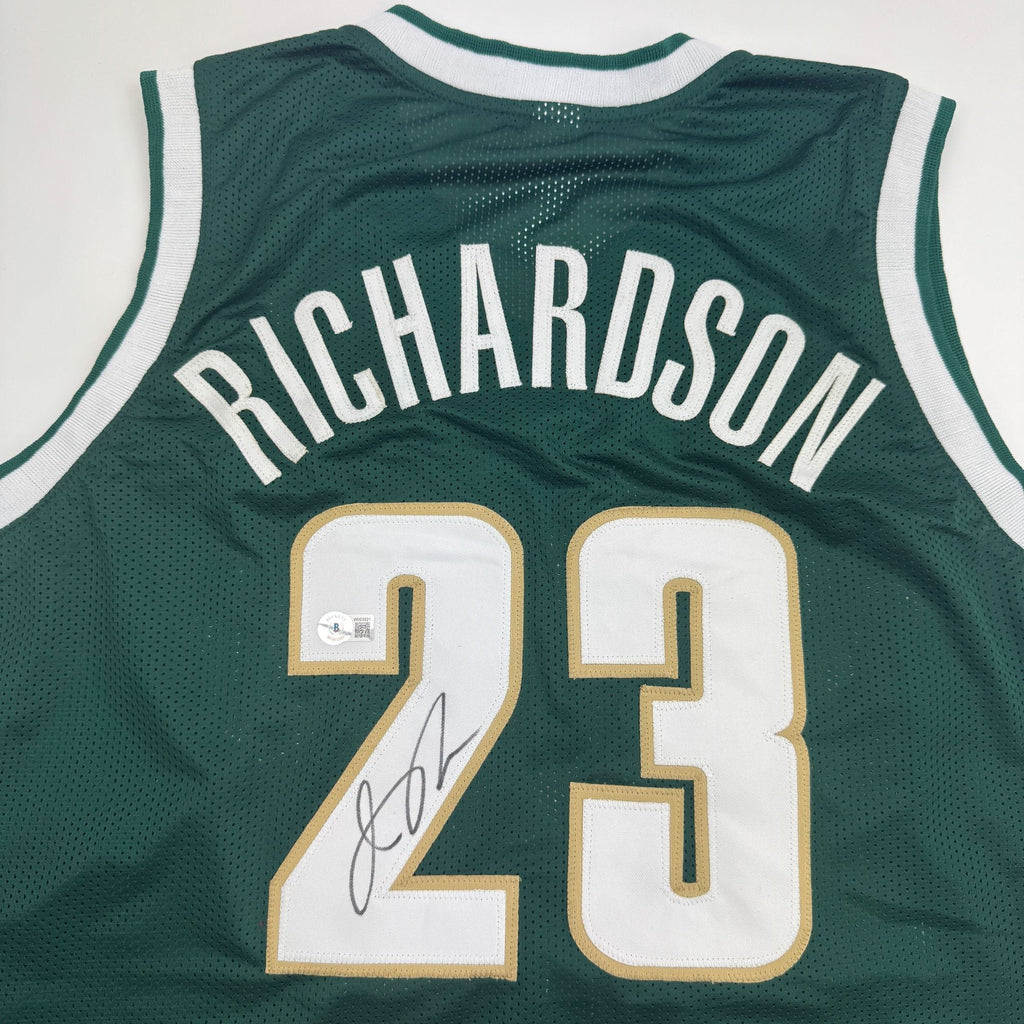 Autographed/Signed Jason Richardson Michigan State Green College Basketball Jersey Beckett BAS COA