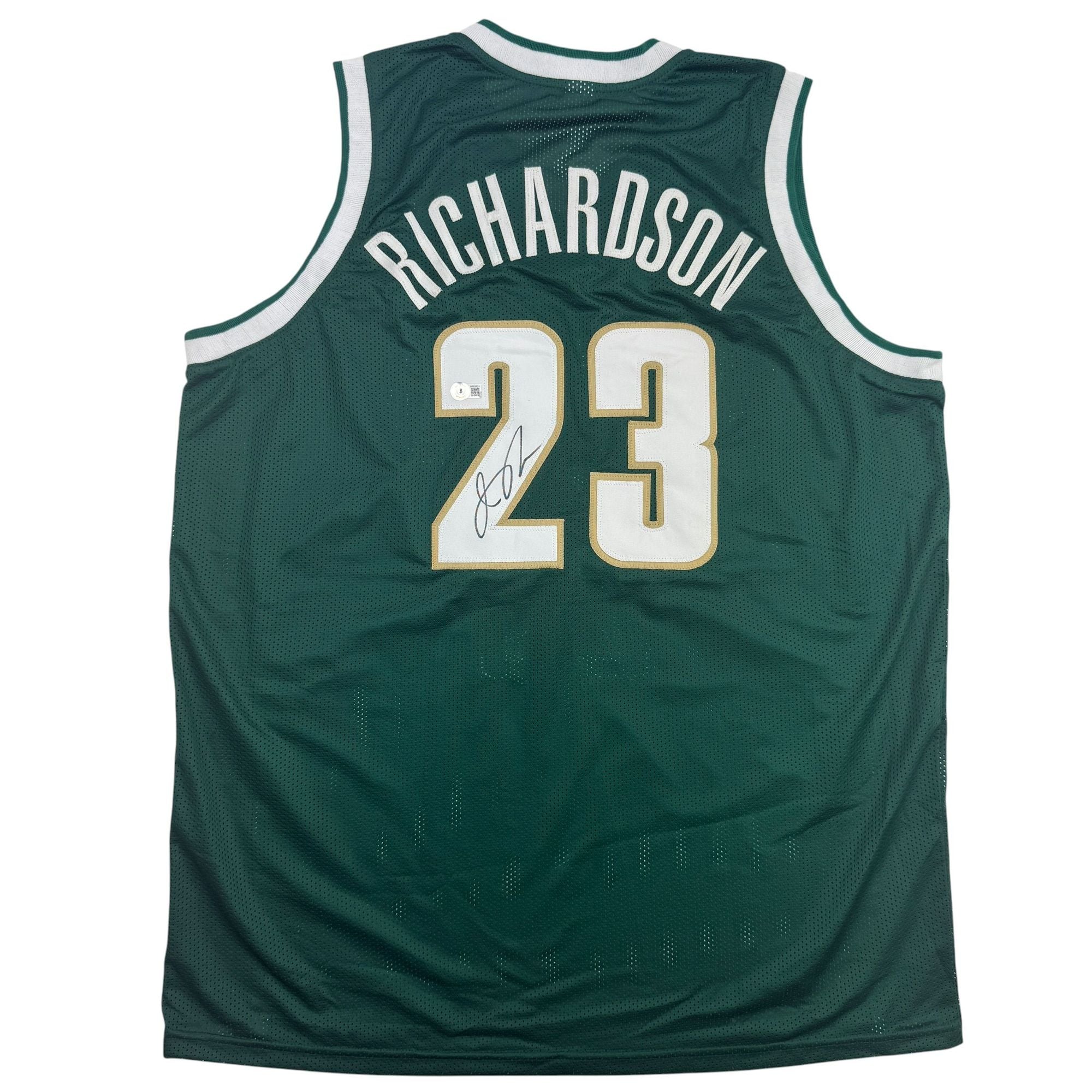 Autographed/Signed Jason Richardson Michigan State Green College Basketball Jersey Beckett BAS COA