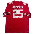 Autographed/Signed Lamar Bo Jackson Ohio State Red College Football Jersey Beckett BAS COA