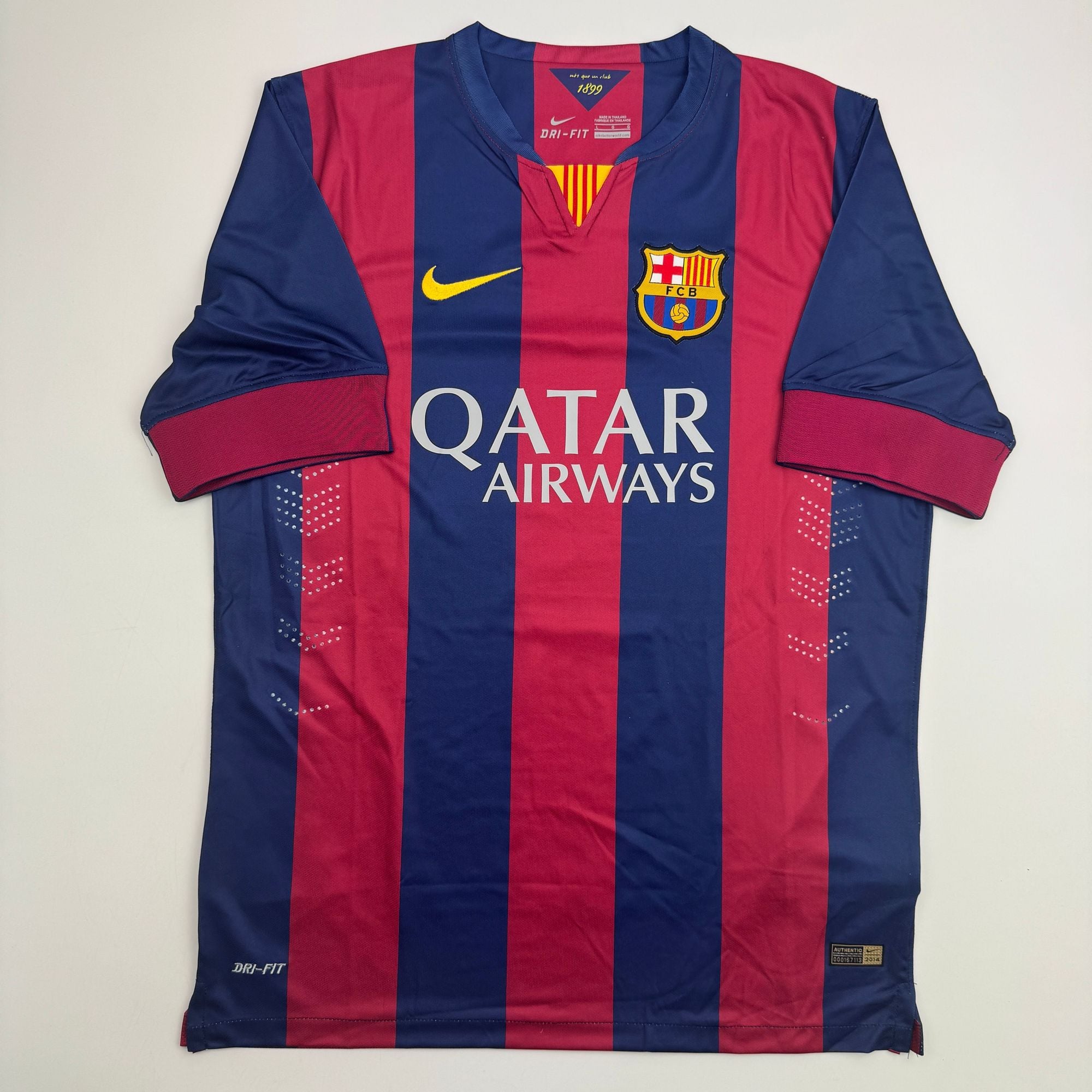 Autographed/Signed Luis Suarez FC Barcelona Blue/Red Soccer Futbol Jersey Beckett BAS COA