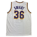 Autographed/Signed Marcus Smart Los Angeles White Basketball Jersey Beckett BAS COA