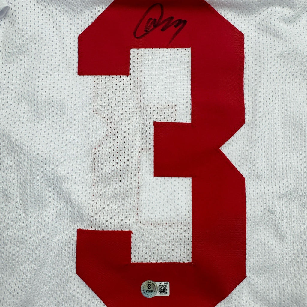 Autographed/Signed Abdul Carter New York White Football Jersey Beckett BAS COA
