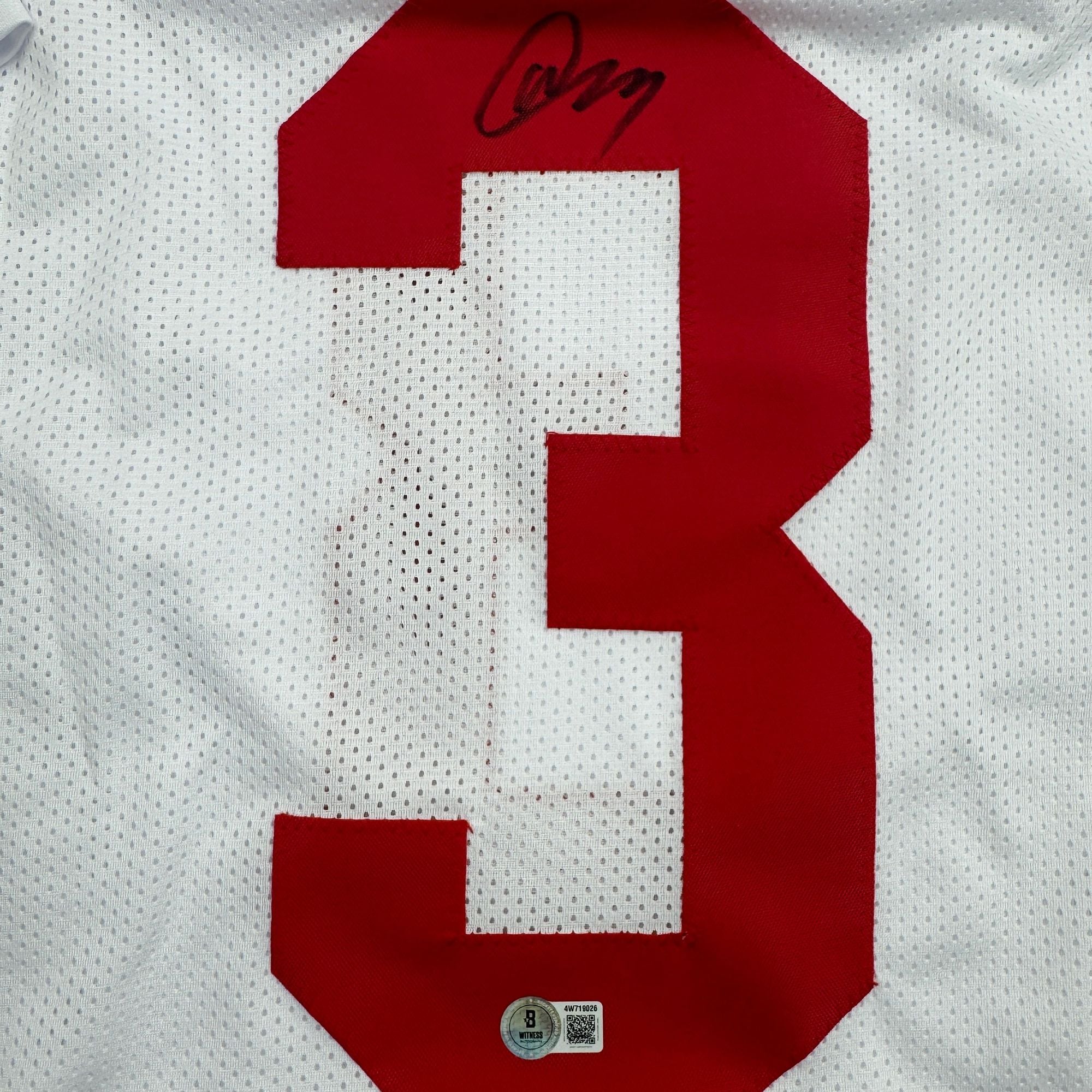 Autographed/Signed Abdul Carter New York White Football Jersey Beckett BAS COA