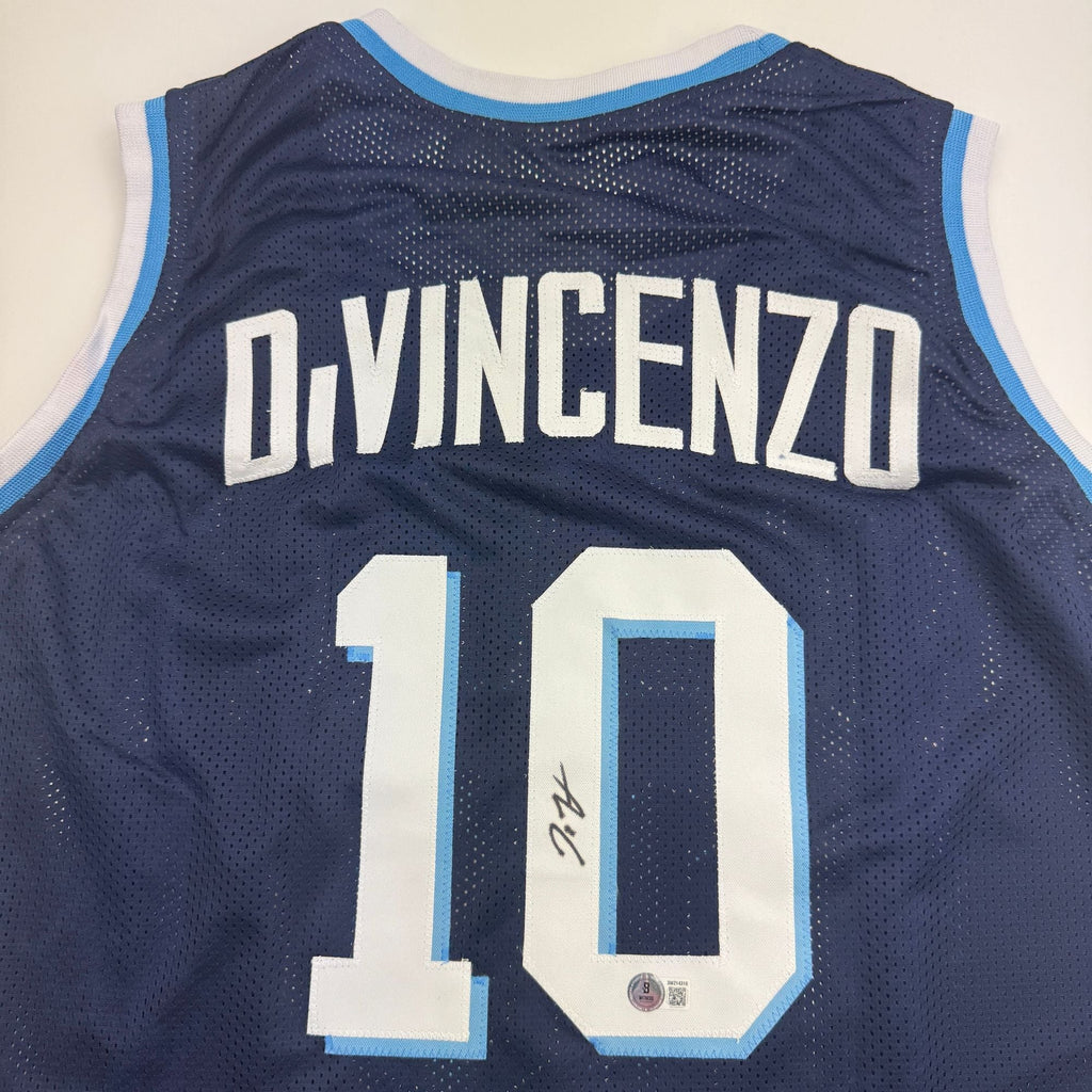 Autographed/Signed Donte DiVincenzo Villanova Blue College Basketball Jersey Beckett BAS COA