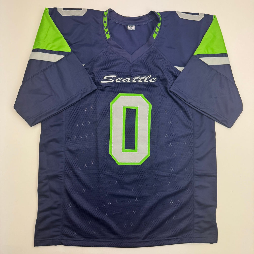 Autographed/Signed Demarcus Lawrence Seattle Blue Football Jersey Beckett BAS COA