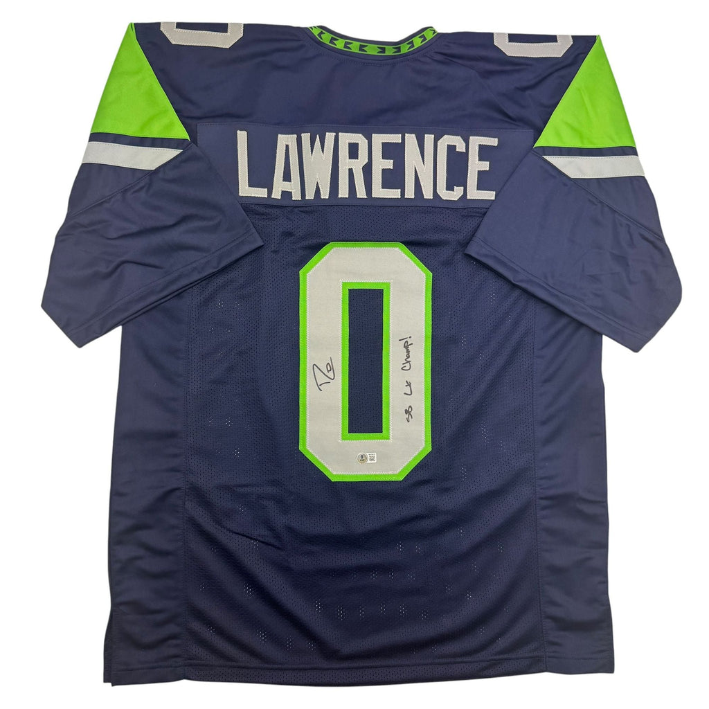 Autographed/Signed Demarcus Lawrence Seattle Blue Football Jersey Beckett BAS COA