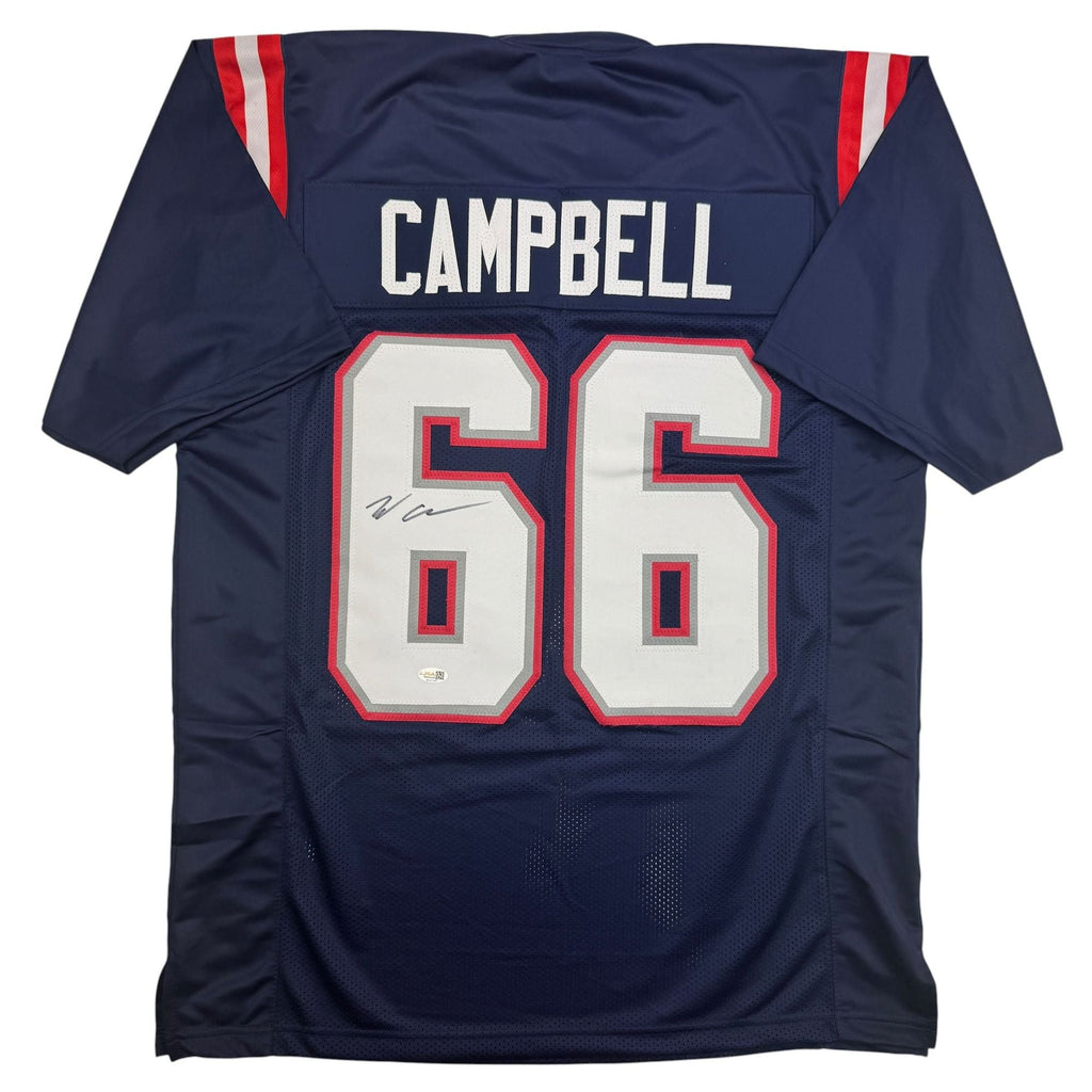 Autographed/Signed Will Campbell New England Blue Football Jersey JSA COA